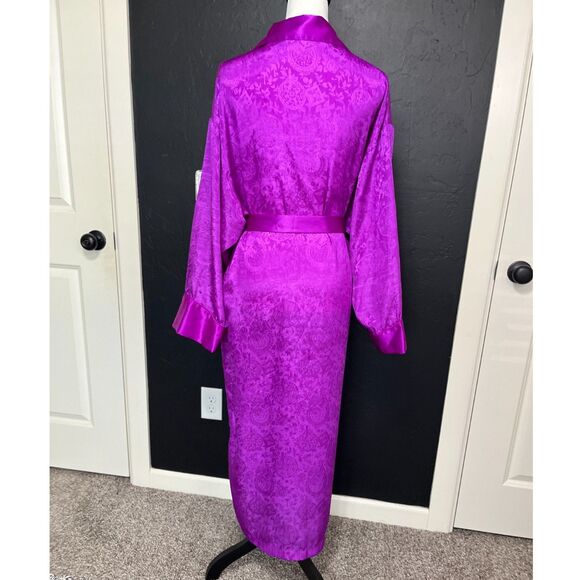 Victoria’s Secret Gold Label Purple Satin Jacquard Long Robe - Women’s Size M/L - Picture 4 of 10